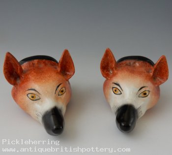 Pair Fox Head Stirrup Cups