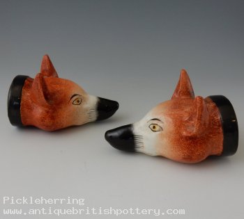 Pair Fox Head Stirrup Cups