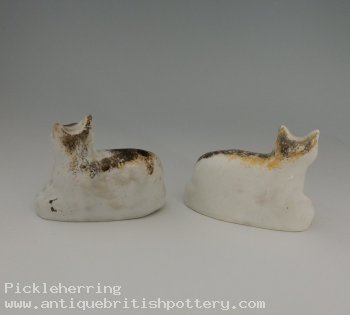 Pair Recumbent Cats Scrolled Bases